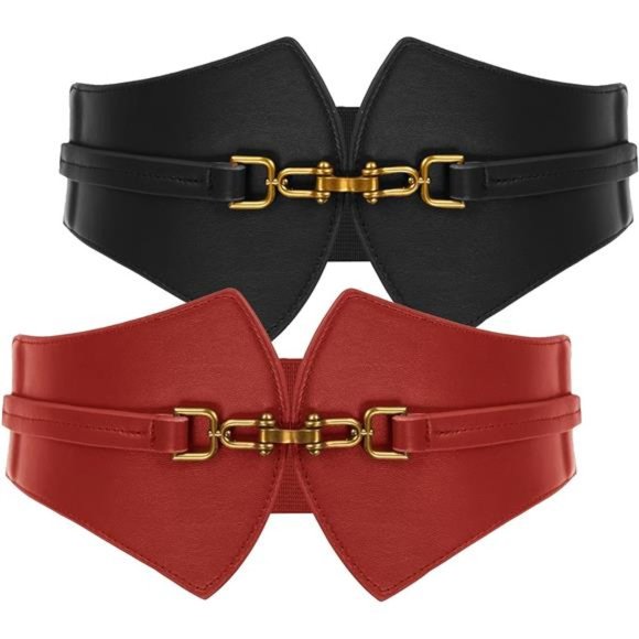 2 Pieces, Women's Elastic Vintage Belt Retro Cinch Belts